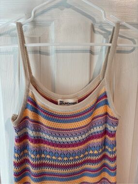 No Boundaries Cream Multicolor Striped Knit Midi Dress